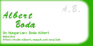 albert boda business card